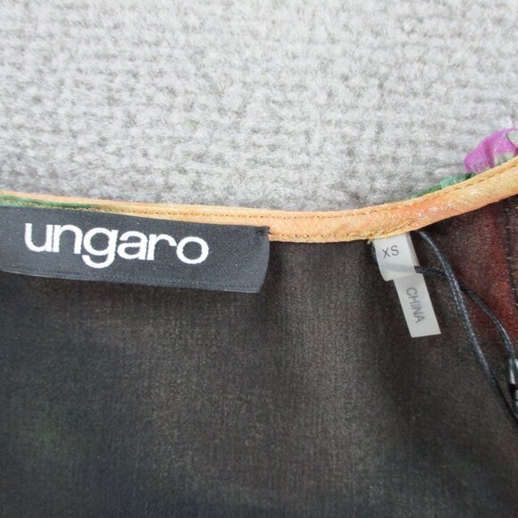 UNGARO Ariel Foiled Garden Blouse Womens XS Apricot Multi Floral Print NWT $595 - Picture 5 of 11